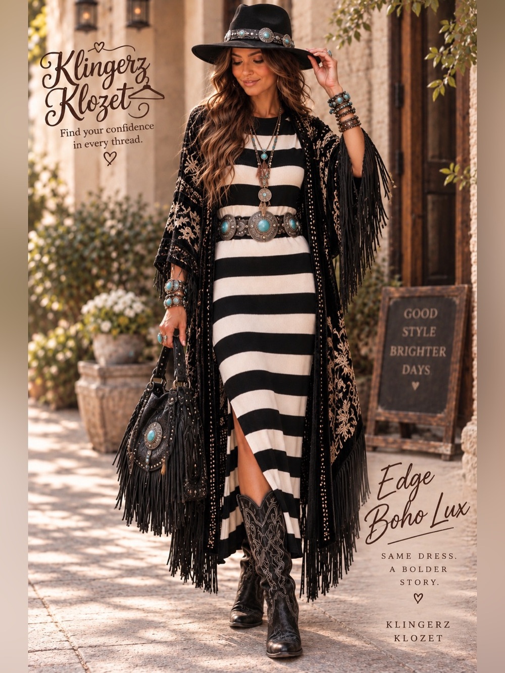 ZARA Black & Cream Striped Long Sleeve Knit Midi Maxi Dress NWOT Size Small